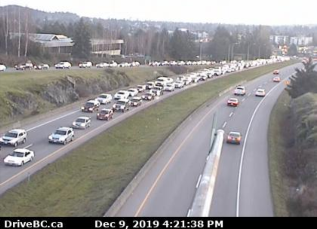 Traffic reduced to one lane on Pat Bay Highway due to vehicle incident