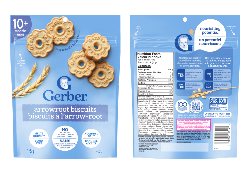 Gerber-brand ‘Arrowroot’ biscuits recalled across Canada for plastic and paper contamination