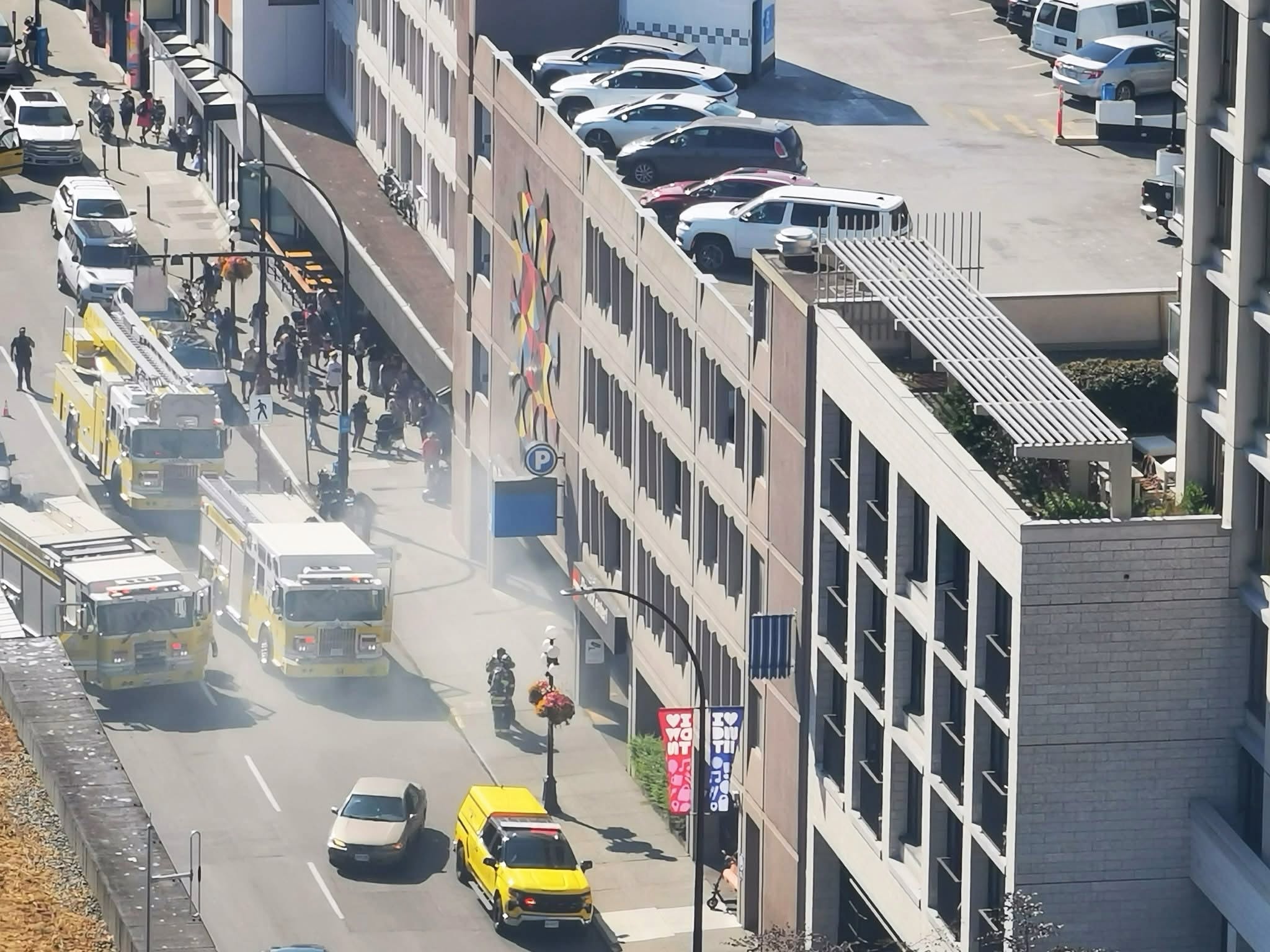 Firefighters respond to dumpster fire inside Johnson Street Parkade