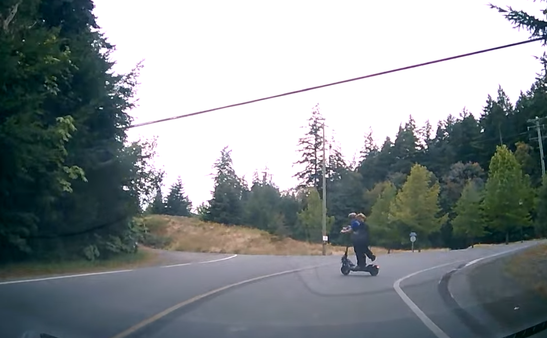 Dashcam captures dangerous e-scooter encounter involving young riders in Metchosin (VIDEO)