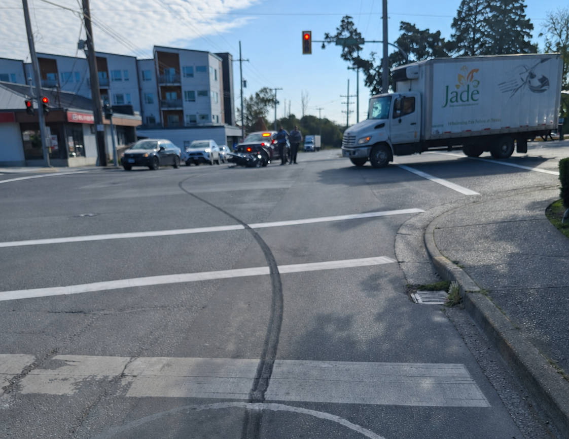 Central Saanich motorcyclist crashes during attempted burnout